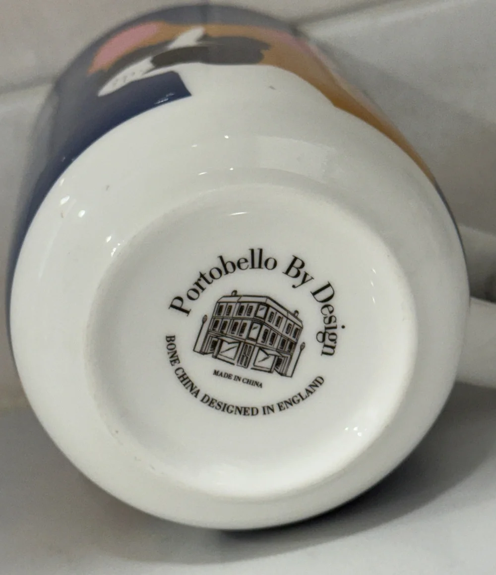 Portobello By Design French Bulldog Fine Bone China Cup Mug Navy Dog England